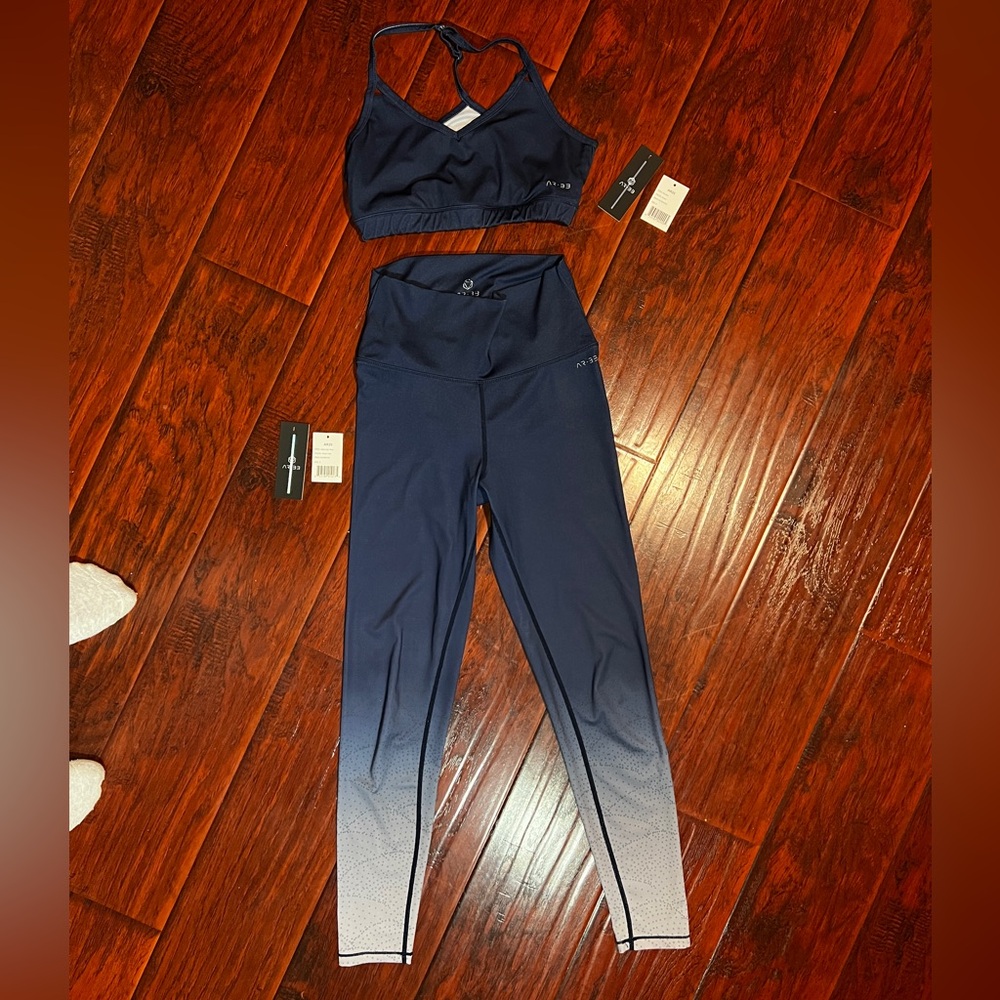 AR-33 Yoga Set Navy Leggings + Sports Bra S